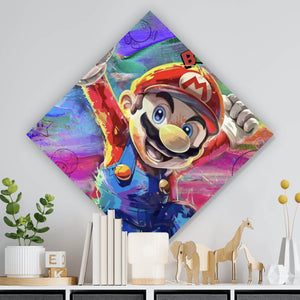 Acrylglasbild Farbenfrohes Mario Kunstwerk Raute