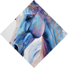 Lade das Bild in den Galerie-Viewer, Spannrahmenbild Farbenfrohes Pferdeporträt mit Blumen Raute
