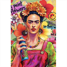 Lade das Bild in den Galerie-Viewer, Leinwandbild Frida Flowers Pop Art Hochformat
