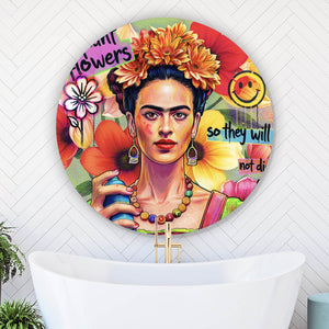 Aluminiumbild gebürstet Frida Flowers Pop Art Kreis