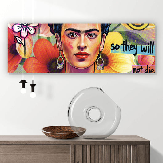 Poster Frida Flowers Pop Art Panorama