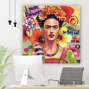 Poster Frida Flowers Pop Art Quadrat