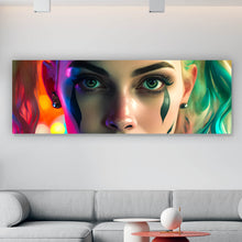 Lade das Bild in den Galerie-Viewer, Leinwandbild Farbenfrohes Portrait Harley Panorama
