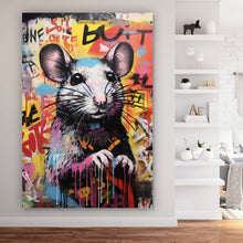 Lade das Bild in den Galerie-Viewer, Aluminiumbild Farbiges Graffiti einer Maus Hochformat
