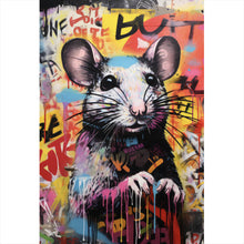 Lade das Bild in den Galerie-Viewer, Aluminiumbild Farbiges Graffiti einer Maus Hochformat
