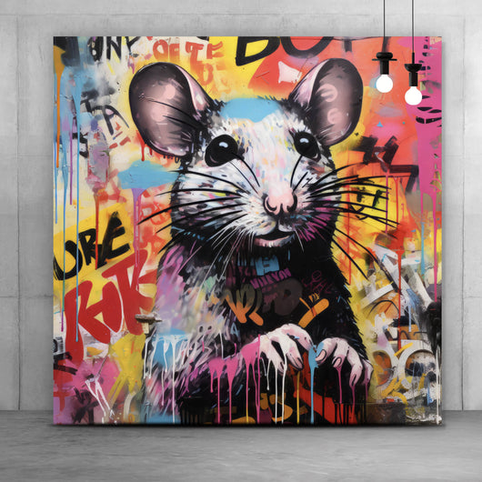 Poster Farbiges Graffiti einer Maus Quadrat