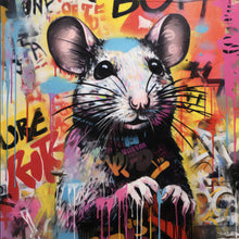 Lade das Bild in den Galerie-Viewer, Spannrahmenbild Farbiges Graffiti einer Maus Quadrat
