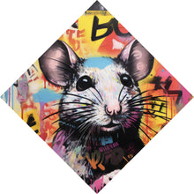 Lade das Bild in den Galerie-Viewer, Aluminiumbild gebürstet Farbiges Graffiti einer Maus Raute
