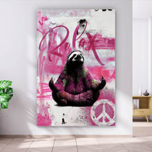 Lade das Bild in den Galerie-Viewer, Leinwandbild Faultier in einer meditativen Pose Hochformat

