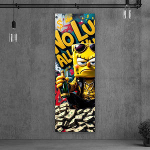 Poster Figur mit Geld und Flaschen No Luck all Hustle Panorama Hoch