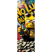 Lade das Bild in den Galerie-Viewer, Acrylglasbild Figur mit Geld und Flaschen No Luck all Hustle Panorama Hoch
