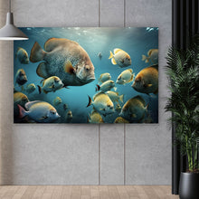 Lade das Bild in den Galerie-Viewer, Poster Fischschwarm in einer Unterwasserwelt Querformat
