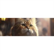 Lade das Bild in den Galerie-Viewer, Leinwandbild Flauschige Katze genießt Bier in gemütlicher Kneipe Panorama
