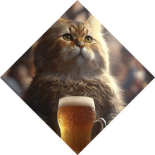 Lade das Bild in den Galerie-Viewer, Leinwandbild Flauschige Katze genießt Bier in gemütlicher Kneipe Raute
