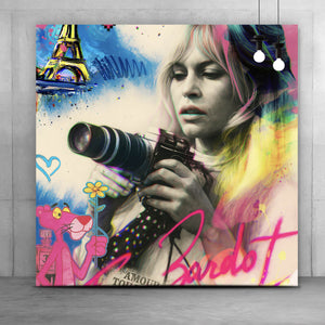 Poster Französische Film Ikone im Graffiti Stil Quadrat