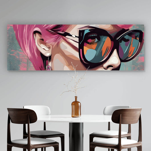 Poster Frau mit pinken Haaren Panorama