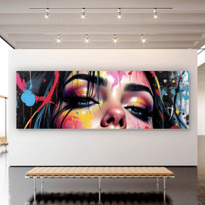 Acrylglasbild Buntes Frauenporträt Panorama