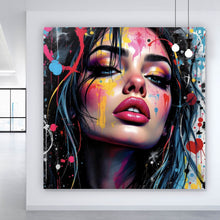 Lade das Bild in den Galerie-Viewer, Acrylglasbild Buntes Frauenporträt Quadrat
