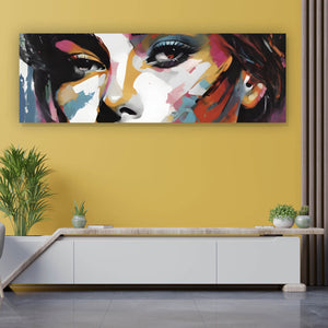 Spannrahmenbild Frauengesicht in abstrakter Kunst Panorama