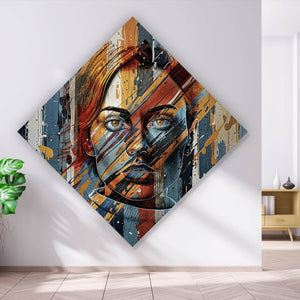 Poster Frauenporträt Modern Art Raute