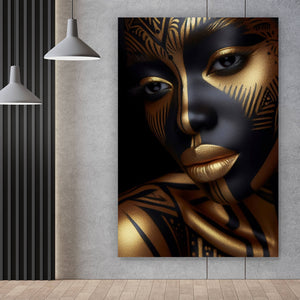 Leinwandbild Frauenporträt Tribal Modern Art Hochformat