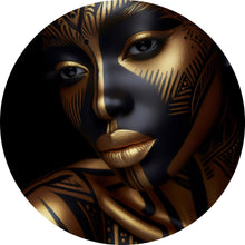 Lade das Bild in den Galerie-Viewer, Aluminiumbild gebürstet Frauenporträt Tribal Modern Art Kreis
