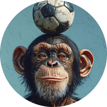 Lade das Bild in den Galerie-Viewer, Aluminiumbild Frecher Schimpanse mit Fußball Kreis
