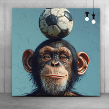 Lade das Bild in den Galerie-Viewer, Poster Frecher Schimpanse mit Fußball Quadrat
