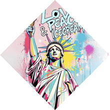 Lade das Bild in den Galerie-Viewer, Poster Freiheitsstatue mit Ice Cream im Pop Art Stil Raute
