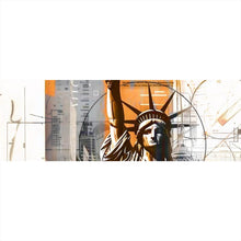 Lade das Bild in den Galerie-Viewer, Leinwandbild Freiheitsstatue vor moderner Stadt Panorama
