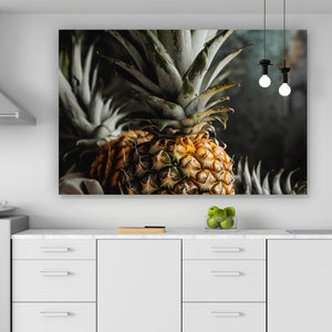 Leinwandbild Fruchtige Ananas auf Leinentuch Querformat
