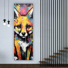 Lade das Bild in den Galerie-Viewer, Aluminiumbild gebürstet Fuchs Graffiti Panorama Hoch

