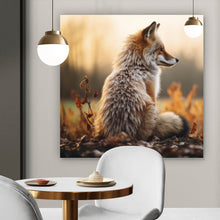 Lade das Bild in den Galerie-Viewer, Aluminiumbild Fuchs im Sonnenuntergang Quadrat
