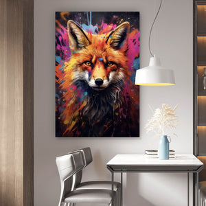 Spannrahmenbild Fuchs mit Farbspritzer Modern Hochformat