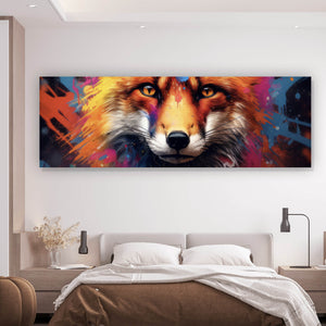 Leinwandbild Fuchs mit Farbspritzer Modern Panorama