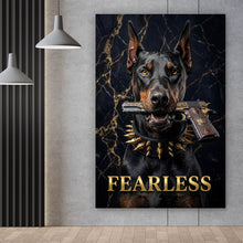 Lade das Bild in den Galerie-Viewer, Aluminiumbild Furchtloser Dobermann Hochformat
