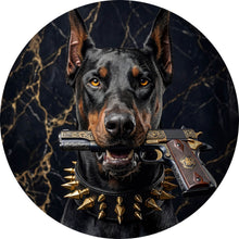 Lade das Bild in den Galerie-Viewer, Aluminiumbild Furchtloser Dobermann Kreis

