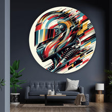 Lade das Bild in den Galerie-Viewer, Aluminiumbild gebürstet Futuristischer Helm in dynamischer Kunstform Kreis
