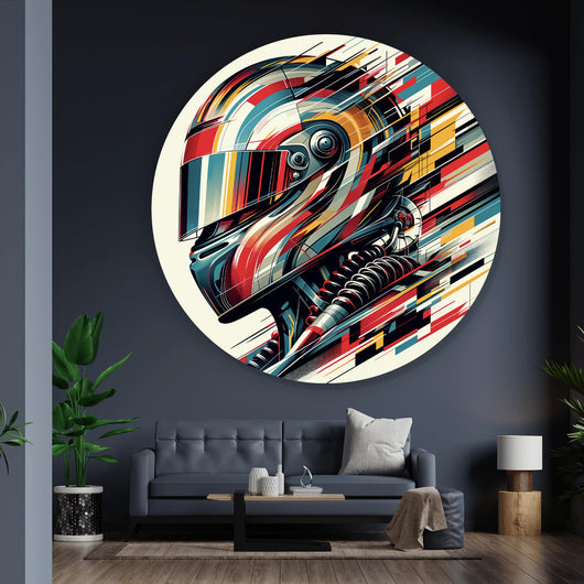 Aluminiumbild Futuristischer Helm in dynamischer Kunstform Kreis