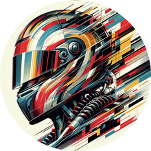 Lade das Bild in den Galerie-Viewer, Aluminiumbild Futuristischer Helm in dynamischer Kunstform Kreis
