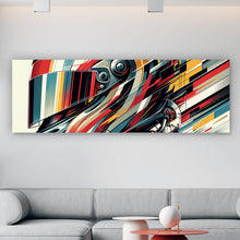 Lade das Bild in den Galerie-Viewer, Aluminiumbild gebürstet Futuristischer Helm in dynamischer Kunstform Panorama
