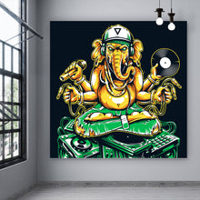 Lade das Bild in den Galerie-Viewer, Aluminiumbild gebürstet Ganesha Dj Quadrat
