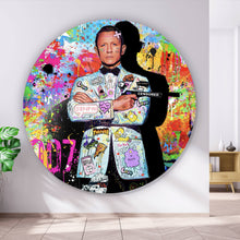 Lade das Bild in den Galerie-Viewer, Aluminiumbild Geheimagent im bunten Pop Art Stil Kreis
