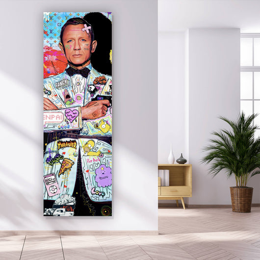 Poster Geheimagent im bunten Pop Art Stil Panorama Hoch