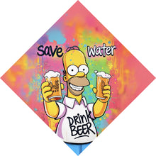 Lade das Bild in den Galerie-Viewer, Poster Gelbe Comicfigur mit Spruch Save Water Drink Beer Raute
