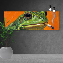 Lade das Bild in den Galerie-Viewer, Acrylglasbild Gemalter Frosch der raucht Panorama
