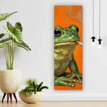 Lade das Bild in den Galerie-Viewer, Spannrahmenbild Gemalter Frosch der raucht Panorama Hoch
