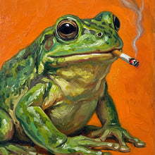 Lade das Bild in den Galerie-Viewer, Leinwandbild Gemalter Frosch der raucht Quadrat
