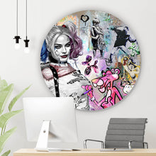 Lade das Bild in den Galerie-Viewer, Aluminiumbild Harley mit Panther Pop Art Kreis
