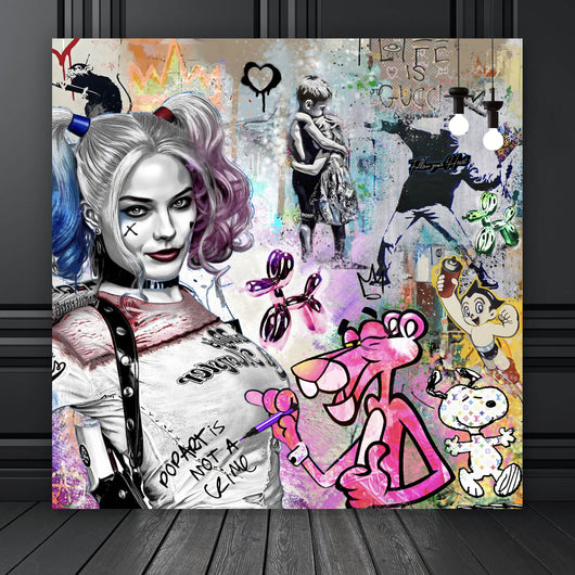 Leinwandbild Harley mit Panther Pop Art Quadrat